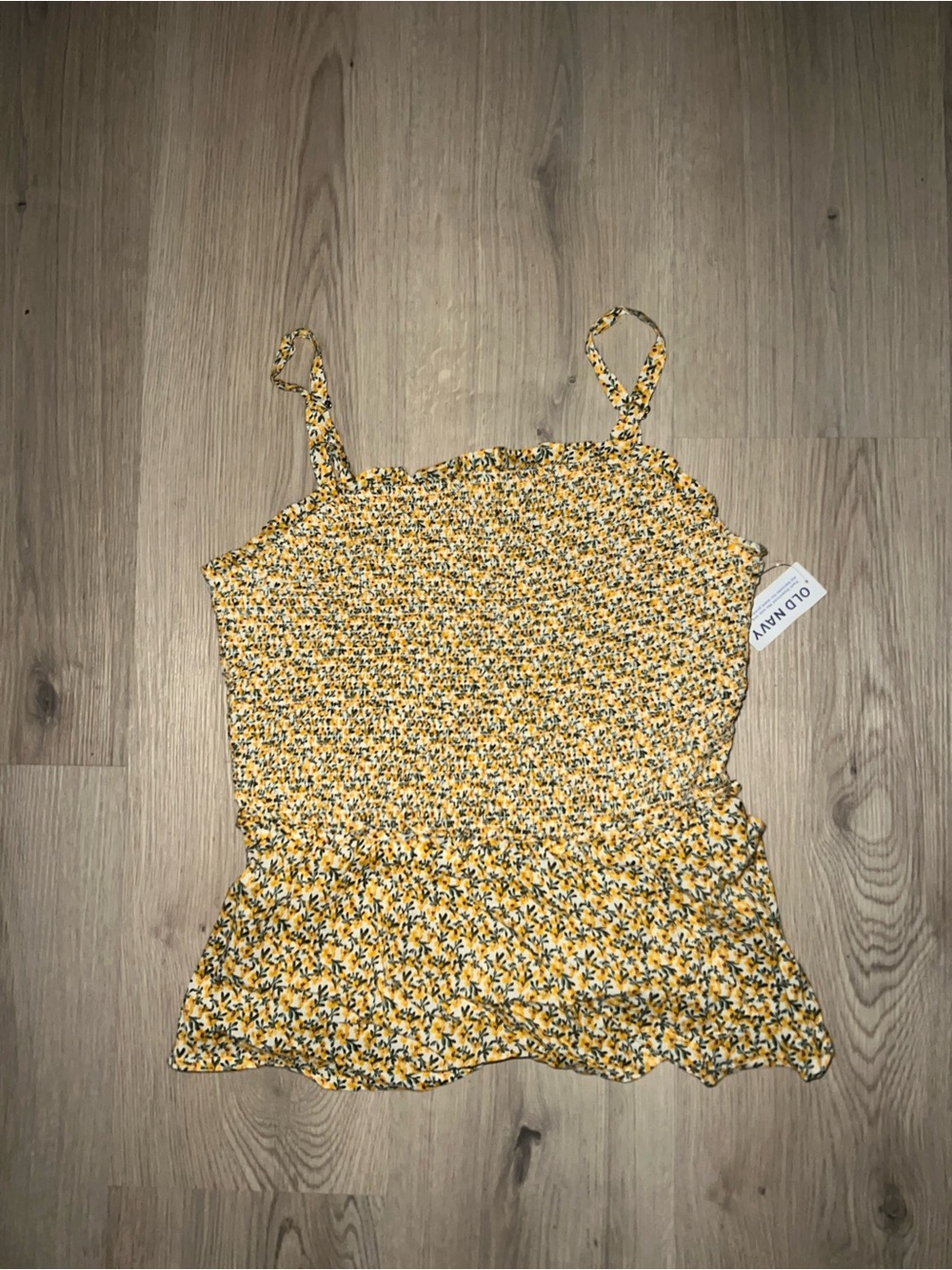 Old Navy Yellow Floral Smocked Babydoll Top Size Small NWT